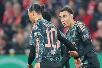 Leroy Sané (links) und Jamal Musiala: Die beiden Bayern-Stars erzielten die Tore gegen Mainz.