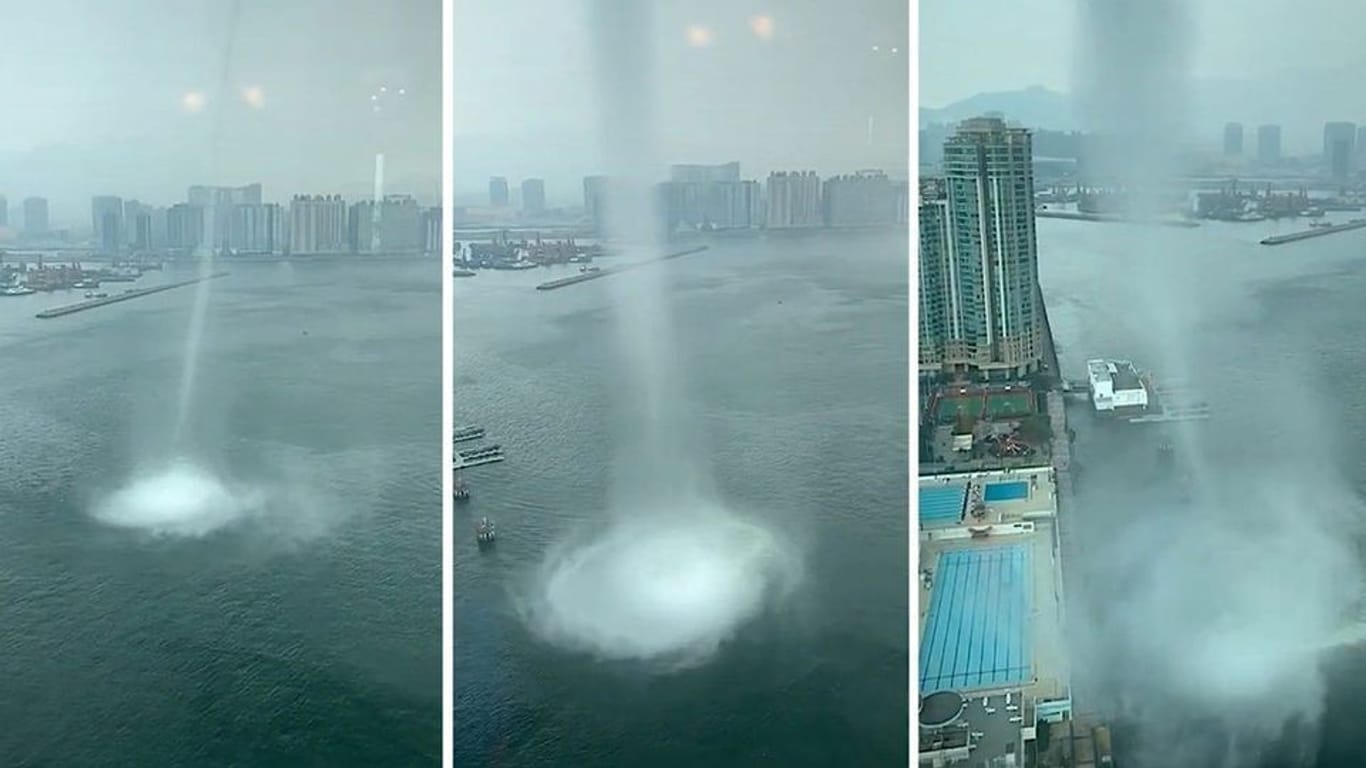 In Ufer gepflügt: Gigantische Wasserhose trifft Hongkong