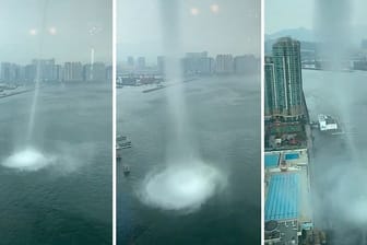 In Ufer gepflügt: Gigantische Wasserhose trifft Hongkong