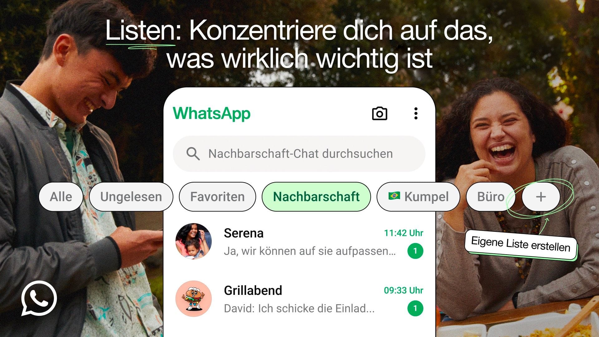 Die Listen-Funktion bringt mehr Übersicht in den Messenger.