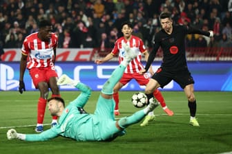 Stand richtig: Barcelonas Robert Lewandowski im Spiel in Belgrad.