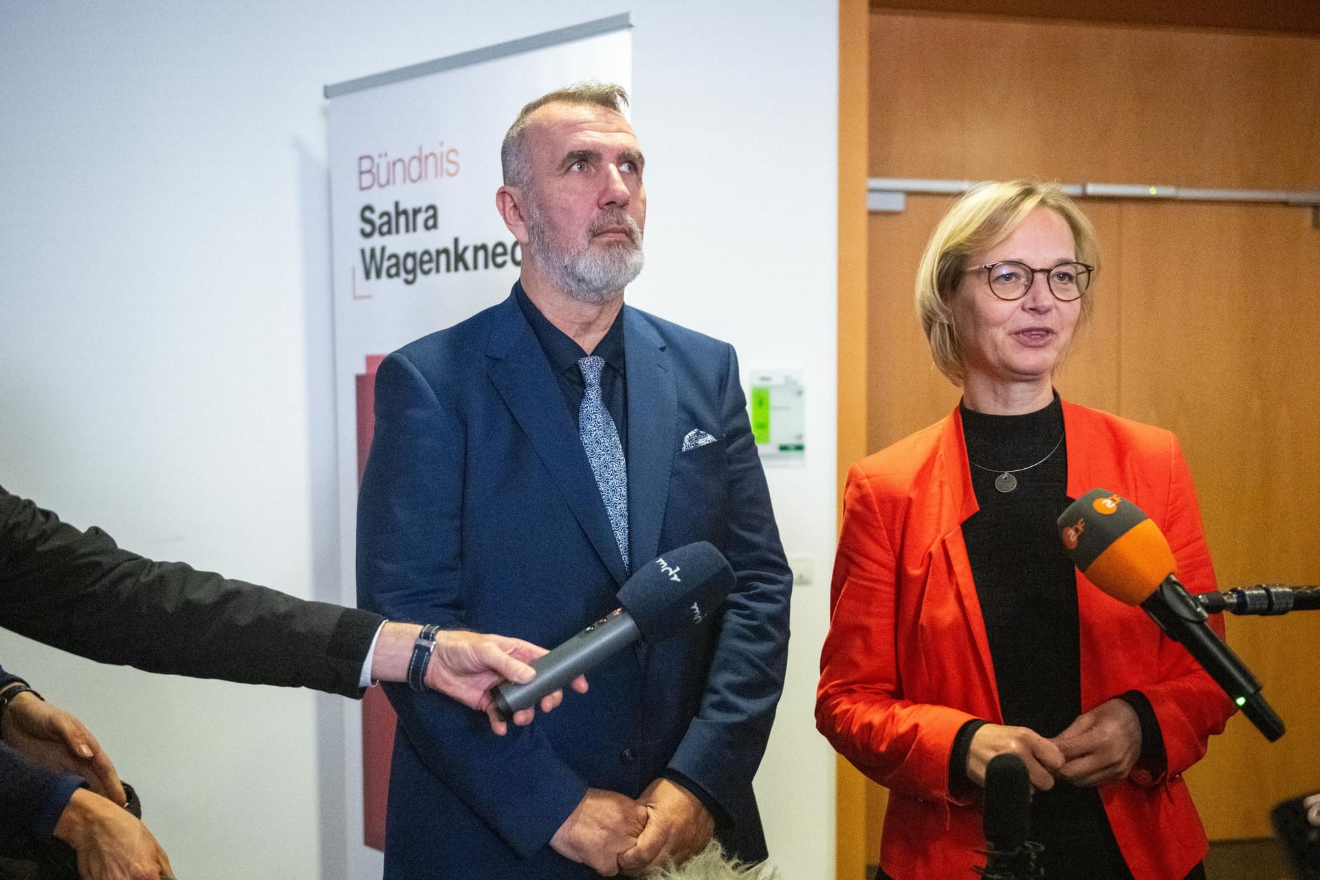 Sie wollen in Thüringen mitregieren: Steffen Schütz und Katja Wolf, BSW-Fraktionsvorsitzende. Sie wollen in Thüringen mitregieren: Steffen Schütz und Katja Wolf, BSW-Fraktionsvorsitzende.