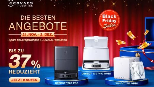 Im Rahmen der Black Week Sales bietet Ecovacs hohe Rabatte auf viele Saugroboter und mehr.