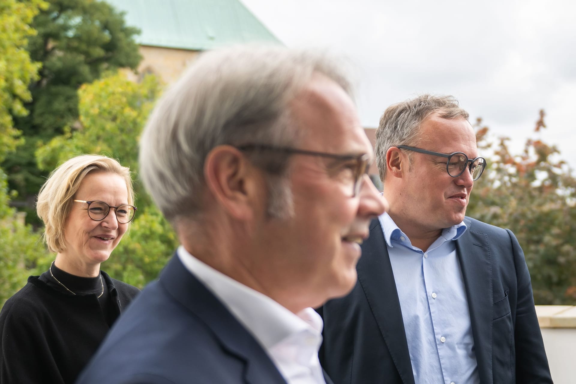 Georg Maier (l., SPD), Katja Wolf (BSW) und Mario Voigt (CDU): Jetzt fehlt nur noch eine formale Bestätigung auf dem Weg zur Brombeer-Koalition.