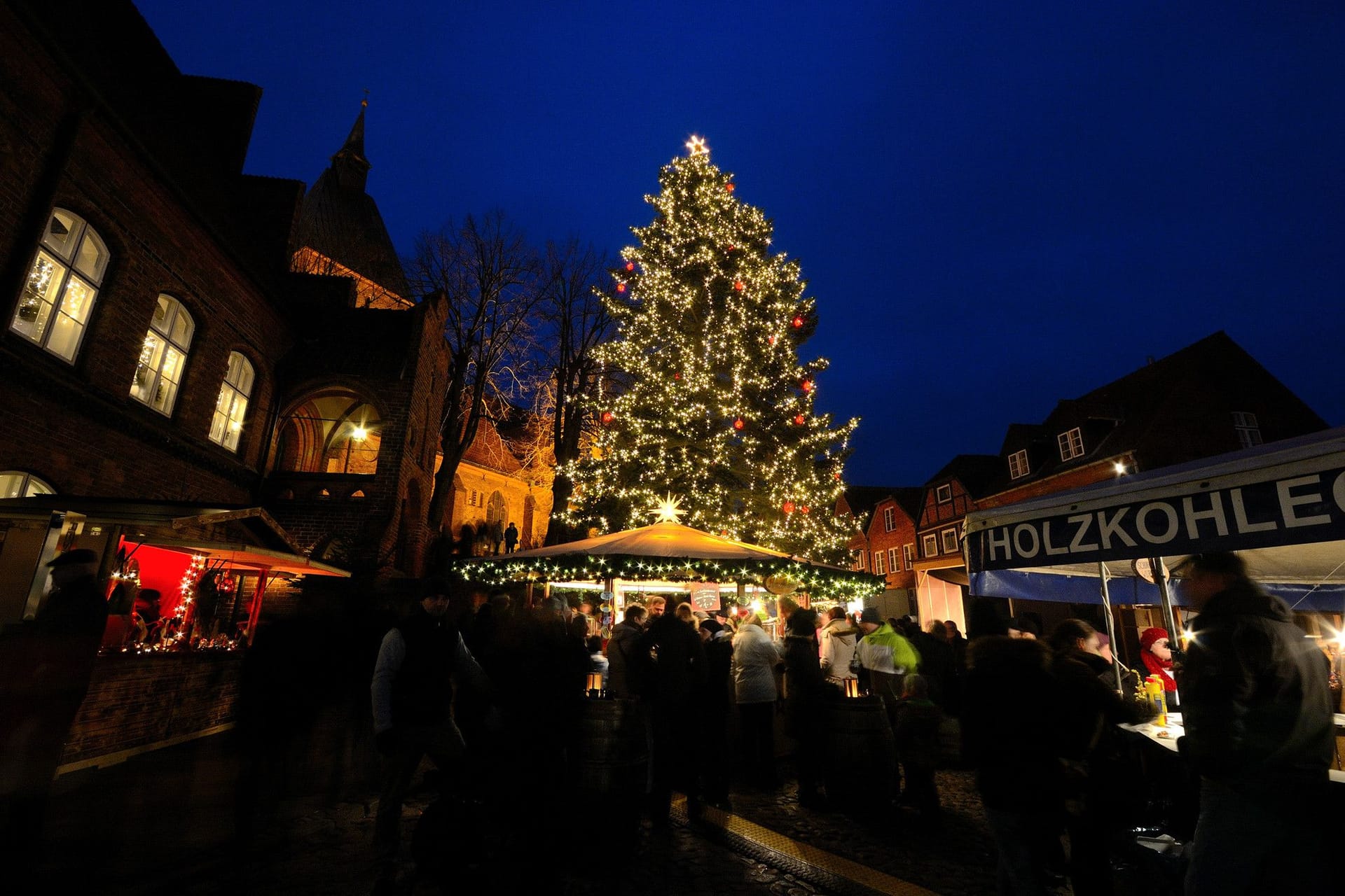 Der Weihnachtsbaum auf dem Möllner Weihnachtsmarkt: Der Markt ist ein Geheimtipp für Norddeutschland.