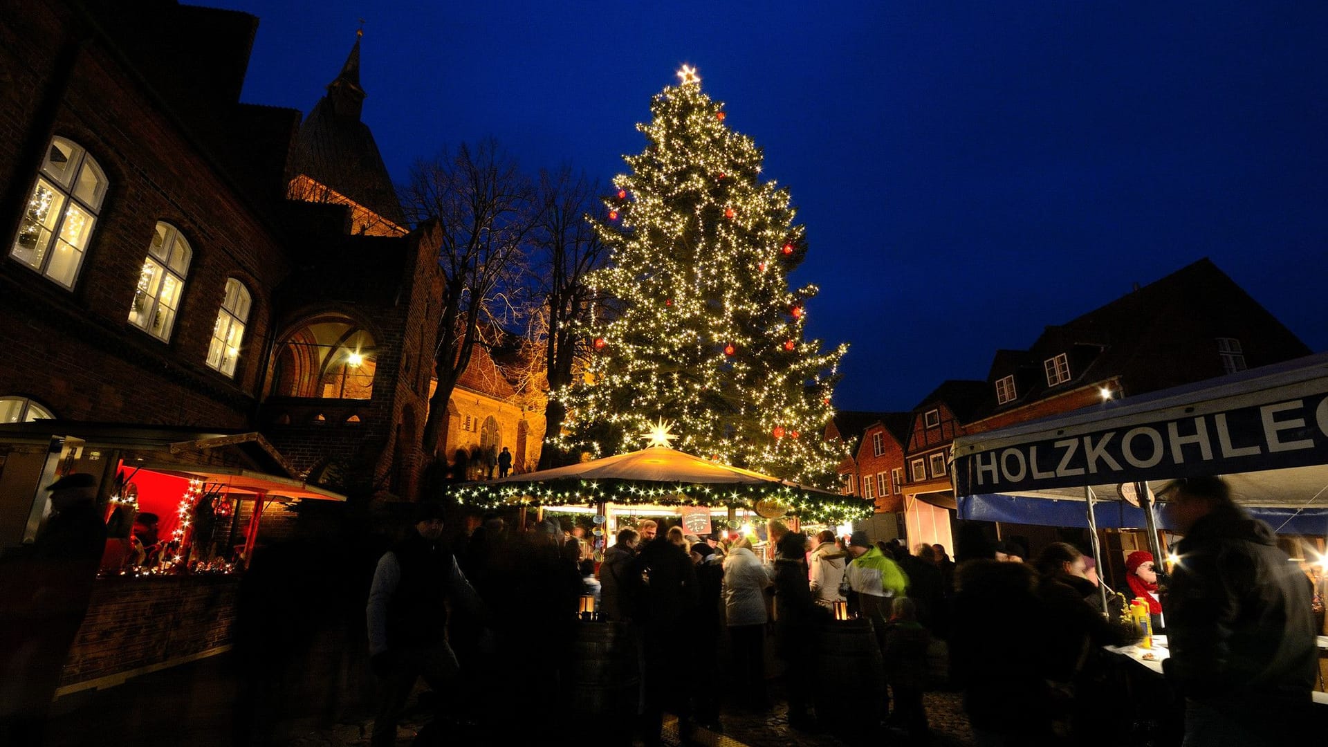 Der Weihnachtsbaum auf dem Möllner Weihnachtsmarkt: Der Markt ist ein Geheimtipp für Norddeutschland.