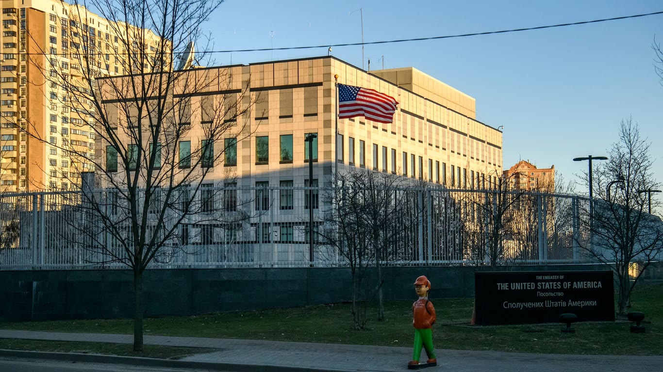 The building of the US Embassy in Ukraine, Kyiv, Ukraine, February 2023