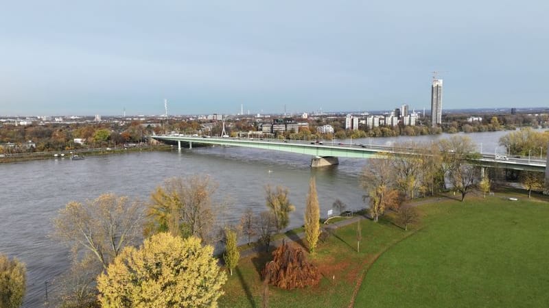 Die Zoobrücke in Köln, im Vordergrund der Rheinpark (Symbolbild): Bei der Ausschreibung zu Sanierungsarbeiten gab es verbotene Absprachen.