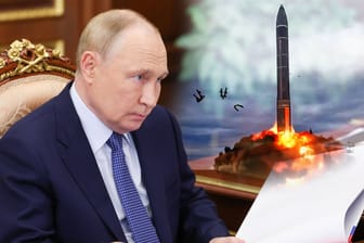 Ein Propagandist spricht im russischen Staatsfernsehen über Ziele, die von Atomwaffen bedroht werden könnten.