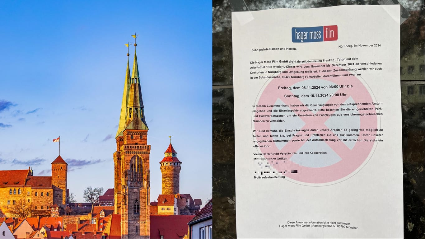 In Nürnberg wird gefilmt: Flyer weisen die Anwohner am Westrand der Nürnberger Innenstadt auf das hin, was bevorsteht.