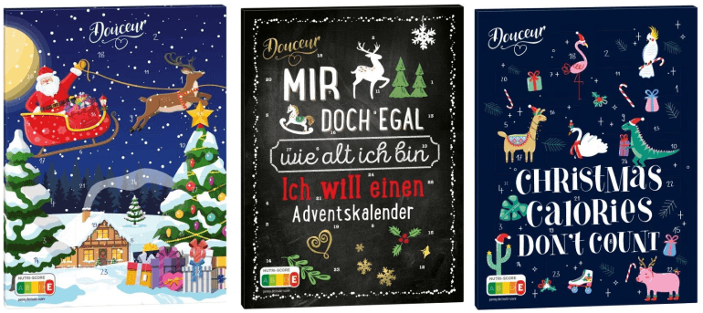 Die drei betroffenen Adventskalender: Sie wurden in Penny Märkten verkauft.