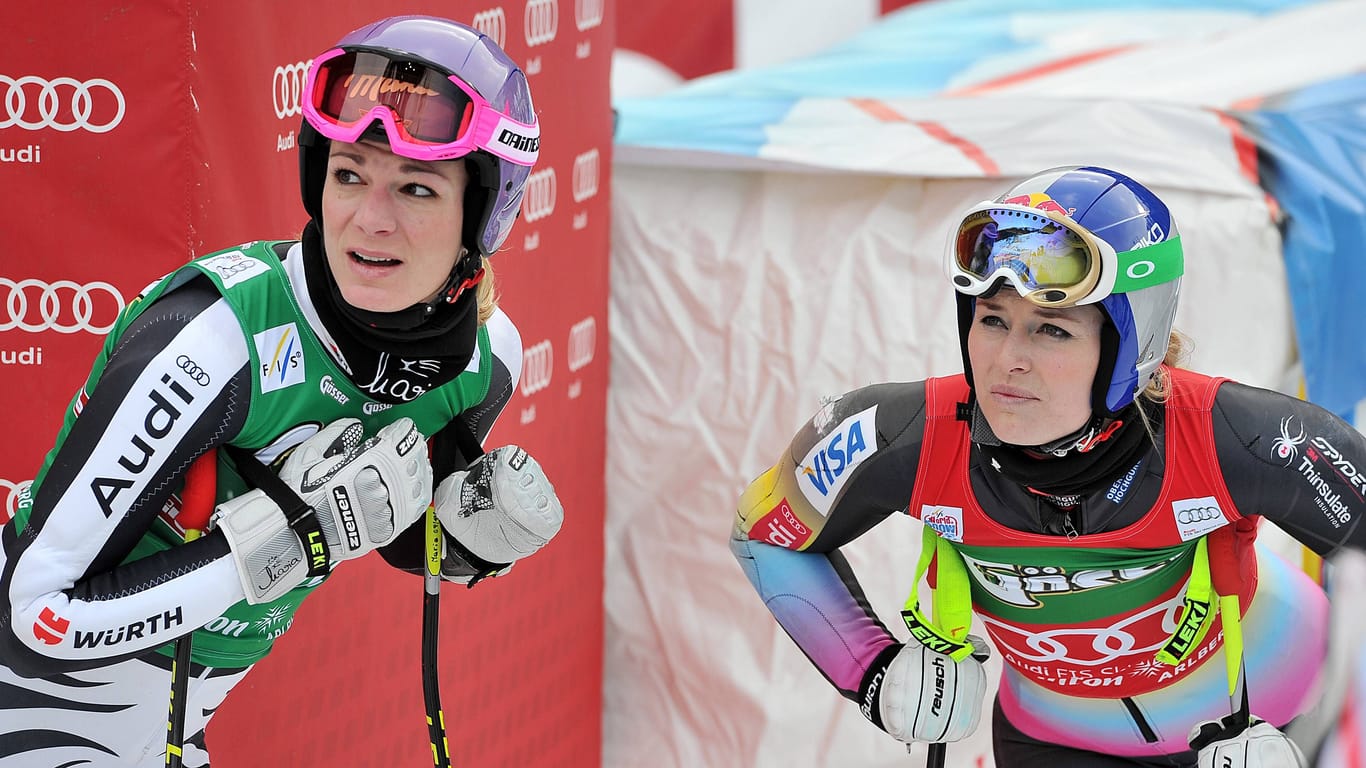 Maria Höfl-Riesch (l.) und Lindsey Vonn: Die beiden ehemaligen Skirennläuferinnen lieferten sich auf der Piste packende Duelle.