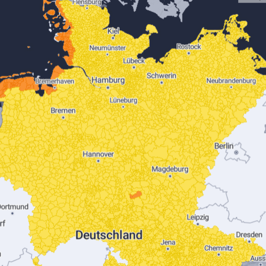 Die Warnkarte am Sonntag: In weiten Teilen Deutschlands ist es ziemlich windig.