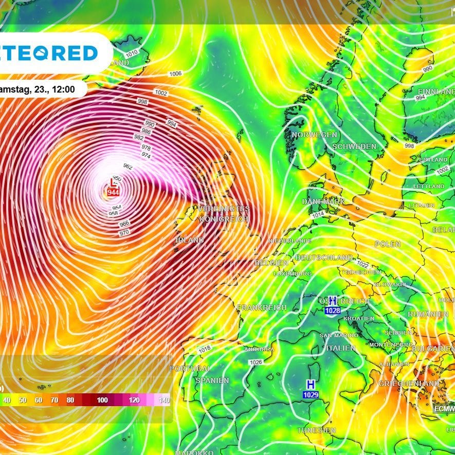 Orkan am Wochenende: Die britischen Inseln werden hart getroffen, in Deutschland steigen die Temperaturen.