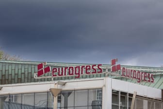 AACHEN, GERMANY - NOVEMBER 8, 2022: Eurogress logo on their main building. Eurogress is a business venue, a congress and conference hall in Aachen.