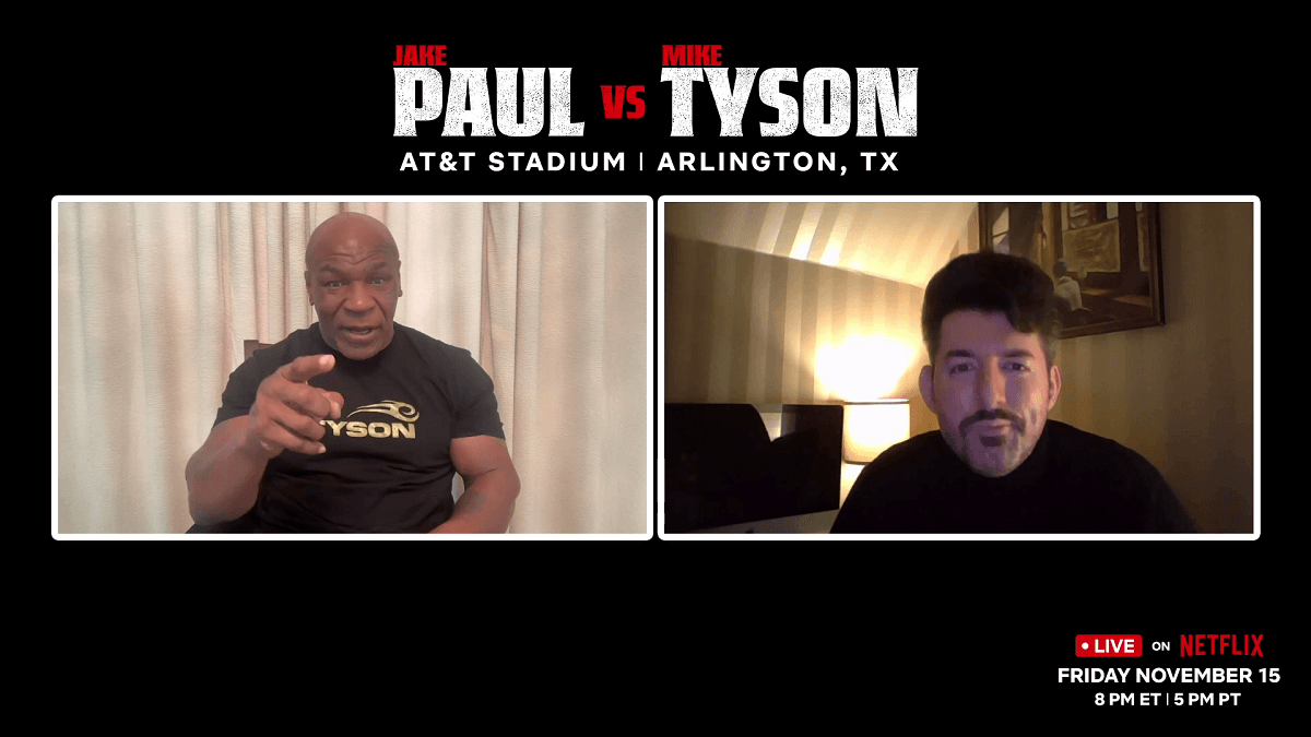 In Form: Mike Tyson (li.) im Video-Call mit t-online-Redakteur David Digili.