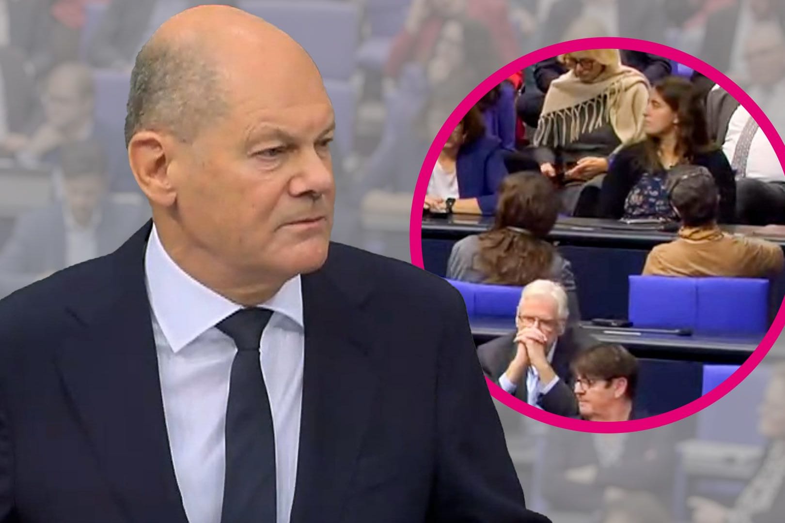 Olaf Scholz und zwei Frauen im Plenarsaal.