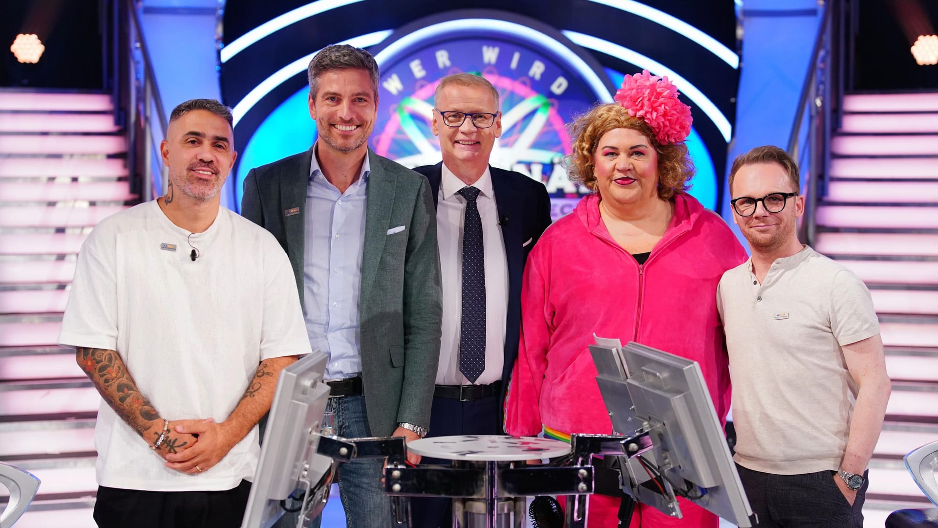 Die Stars des Promi-Specials: Bushido, Ingo Zamperoni, Ilkas Bessin als Cindy aus Marzahn und Ralf Schmitz.