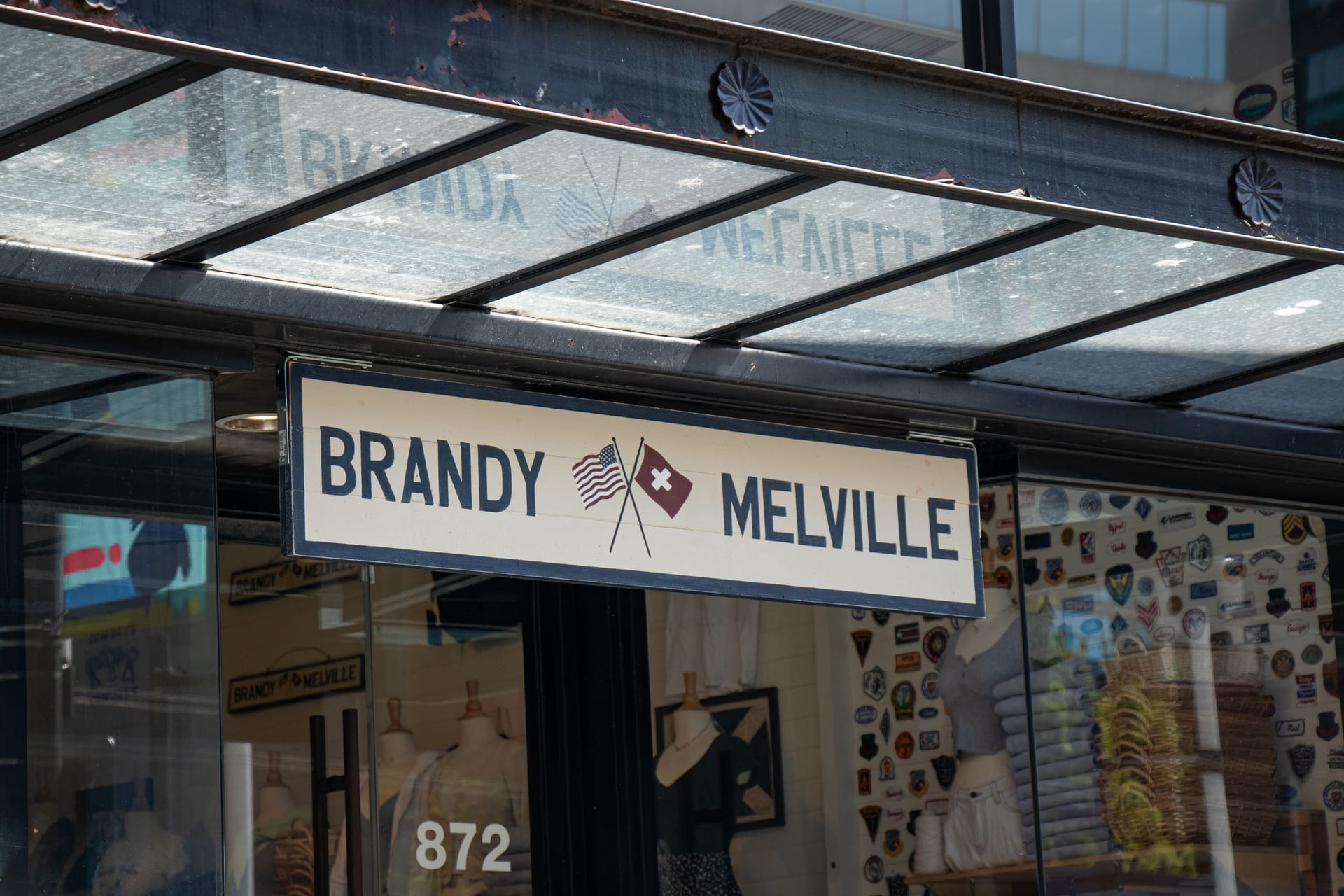 View of sign of Brandy Melville Store on Granville Street in Downtown Vancouver