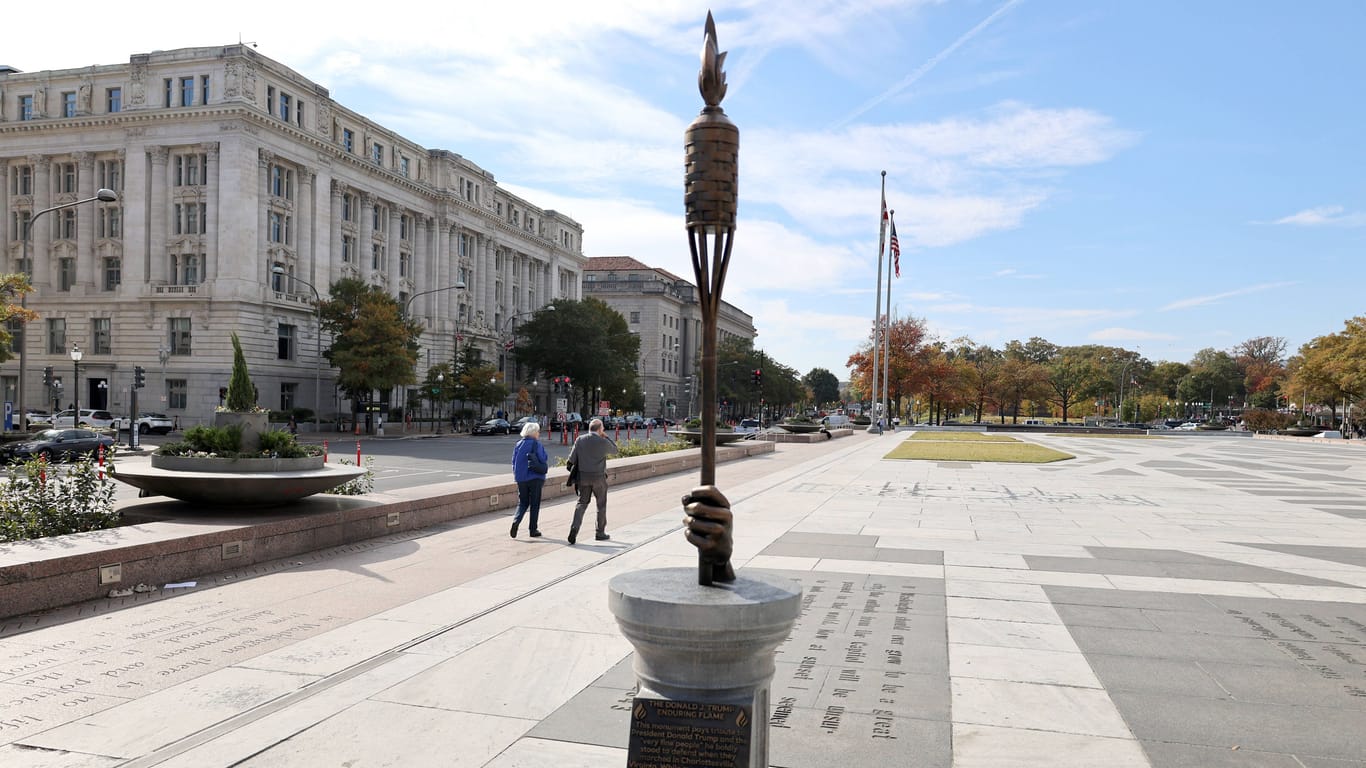 Die Statue "Donald Trumps ewige Flamme" in Washington DC.