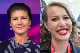 Sahra Wagenknecht (l) und Xenia Sobtschak: Wagenknecht will nicht gewusst haben, mit wem sie fotografiert wurde.