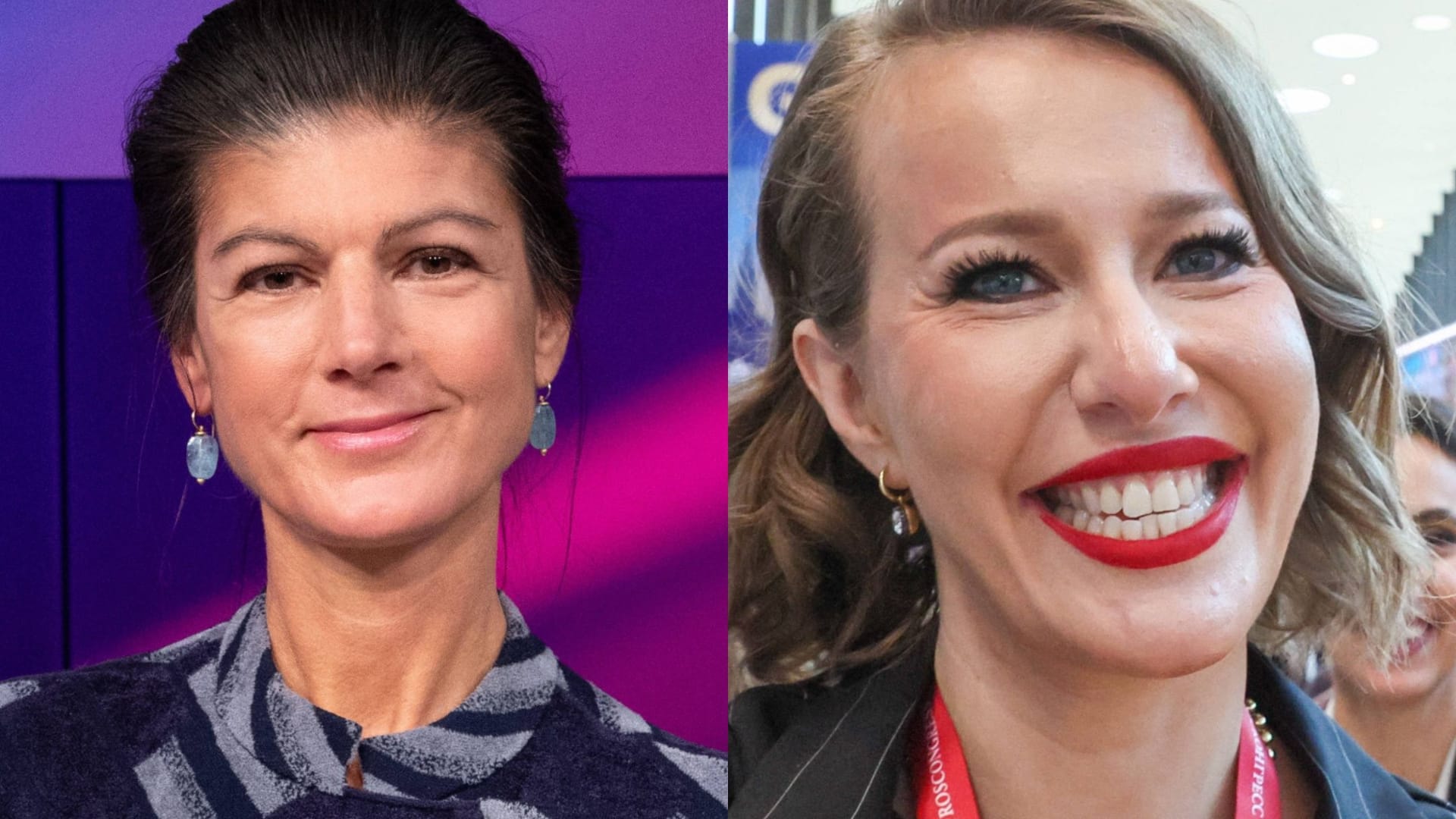 Sahra Wagenknecht (l) und Xenia Sobtschak: Wagenknecht will nicht gewusst haben, mit wem sie fotografiert wurde.