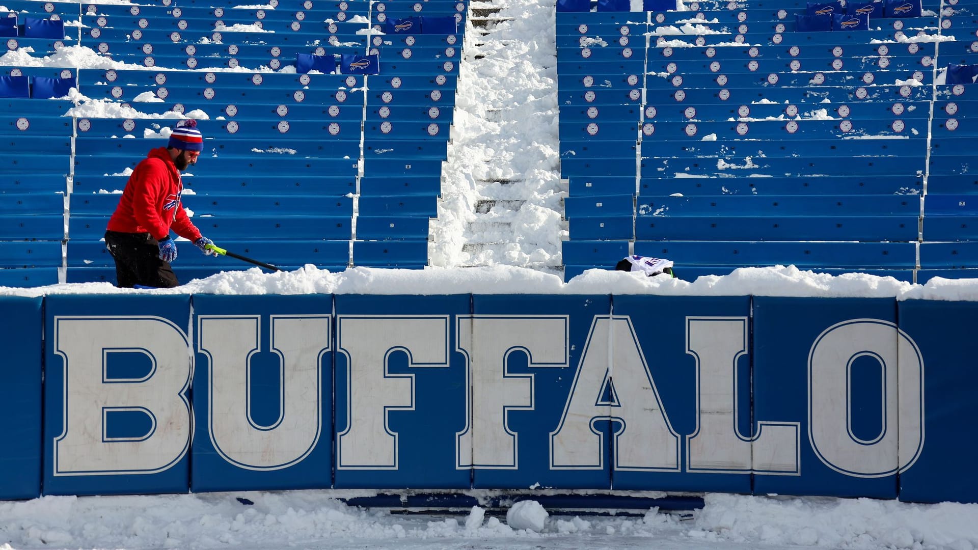 Schnee im Stadion der Buffalo Bills.