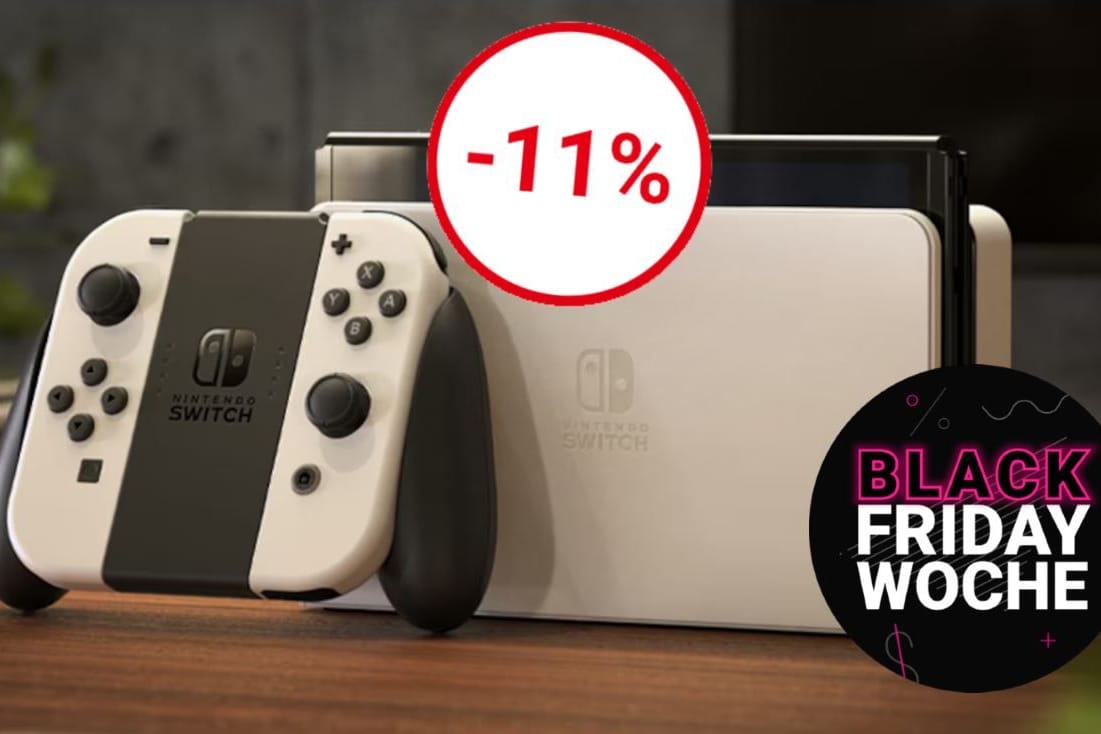 Die vielseitige Spielekonsole Nintendo Switch (OLED-Modell) ist zum Black Friday im Bundle besonders günstig.