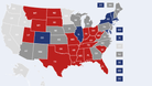 Überwiegend rote Staaten: Bisher führt Donald Trump bei der Auszählung der US-Präsidentenwahl.