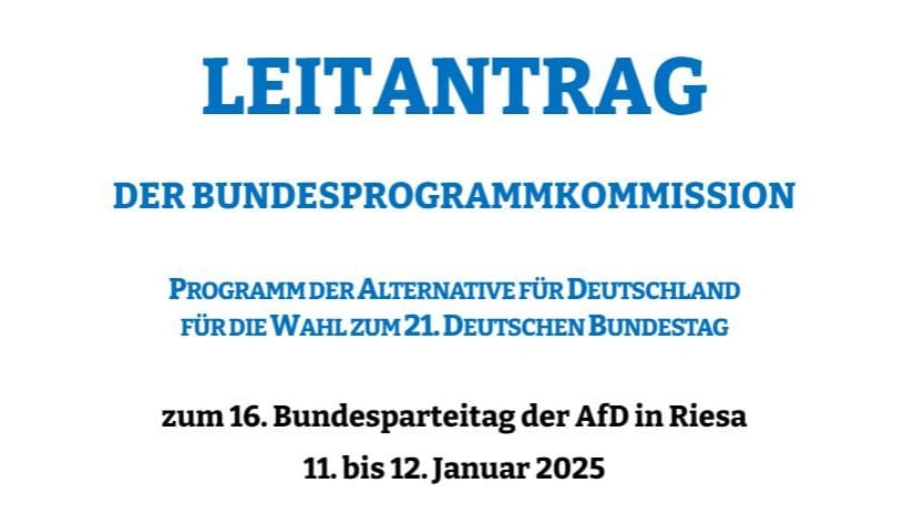 Auszug aus dem Leitantrag des Parteivorstands zum Wahlprogramm: Die AfD will aus der Europäischen Union austreten.