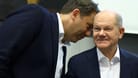 German Chancellor Scholz meets with SPD members at the Bundestag, in Berlin