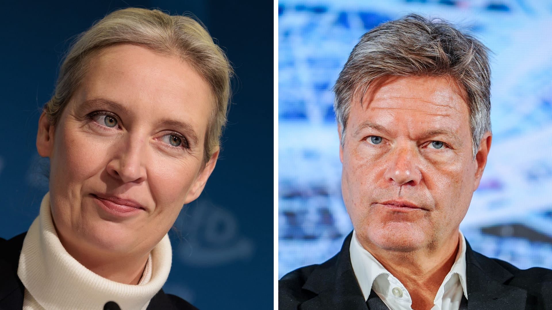 Alice Weidel und Robert Habeck: Die Kanzlerkandidaten wurden zu einem TV-Duell eingeladen.