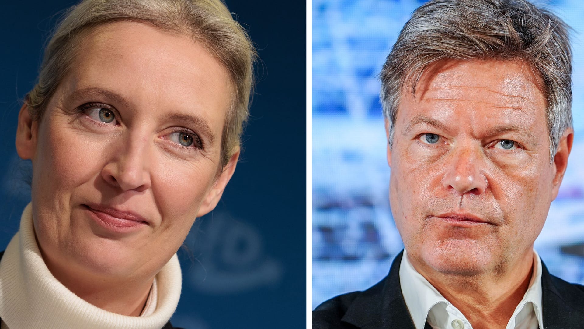 Alice Weidel und Robert Habeck: Die Kanzlerkandidaten wurden zu einem TV-Duell eingeladen.