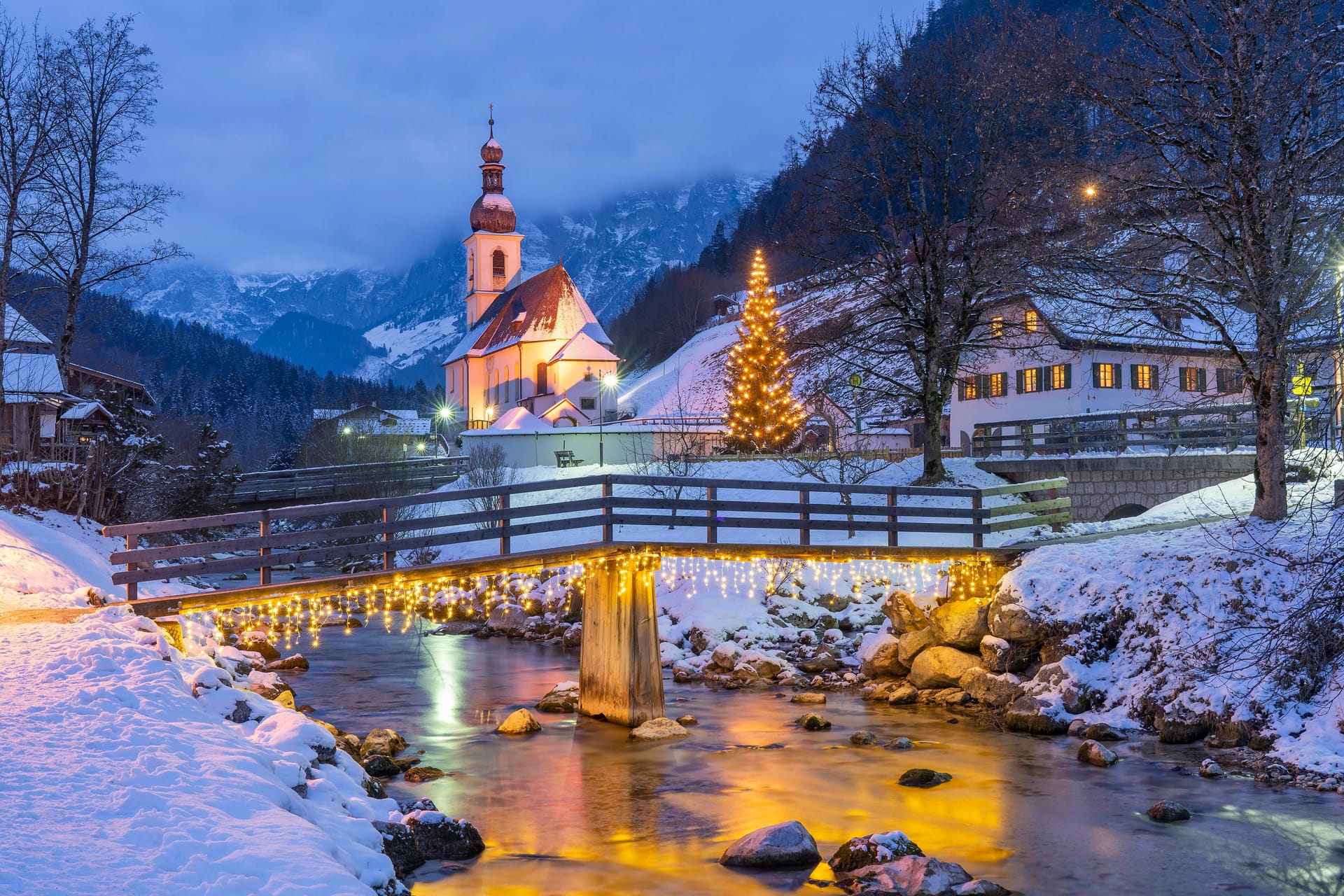 Sankt Sebastian bei Berchtesgaden im Winter (Symbolbild): In Bayern werden zu Weihnachten bis zu 40 Zentimeter Neuschnee erwartet.