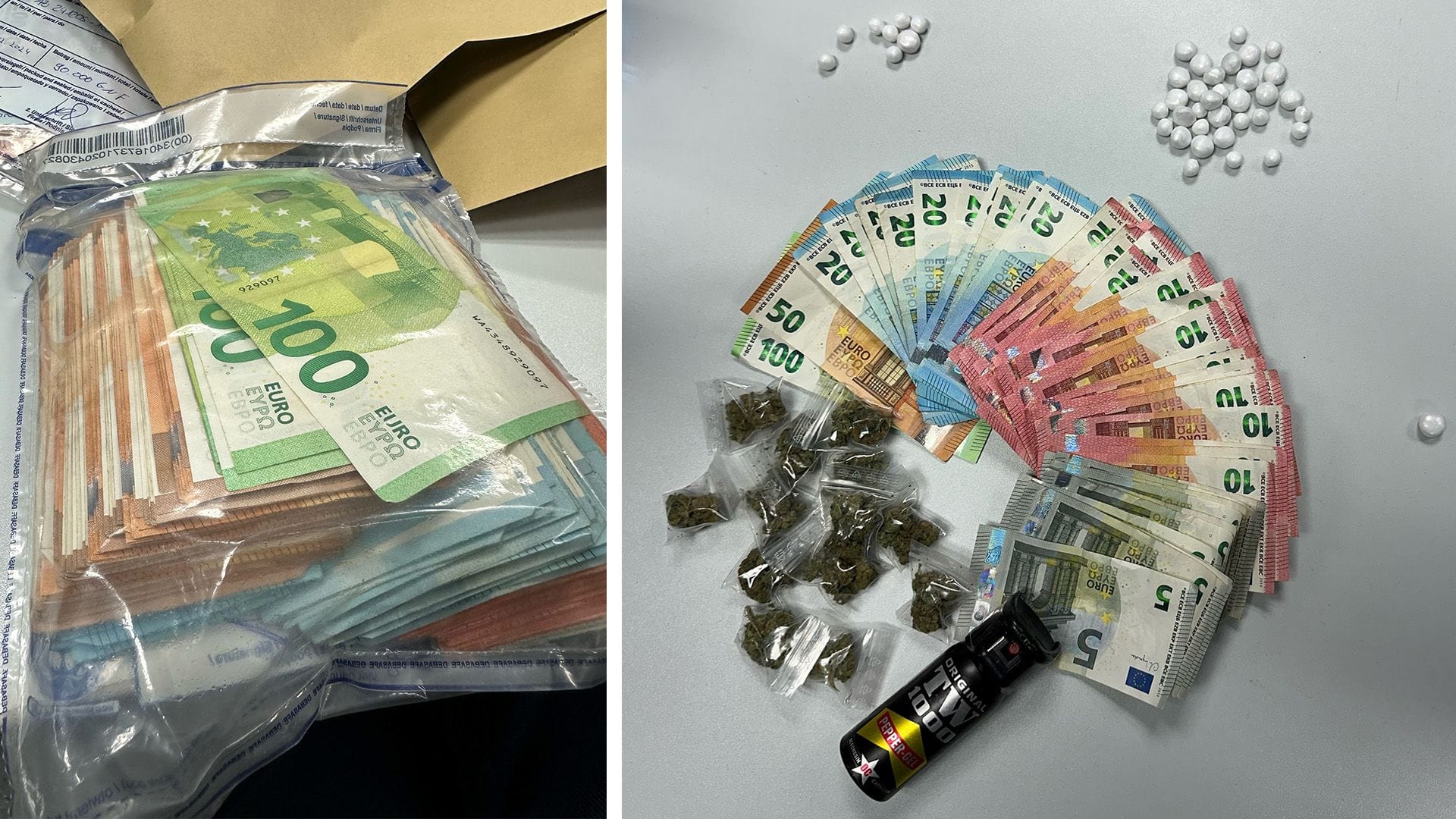 Die Polizei Essen hat einen mutmaßlichen Drogenhändler festgenommen: Bei ihm wurde unter anderem Bargeld, Cannabis und Kokain gefunden.