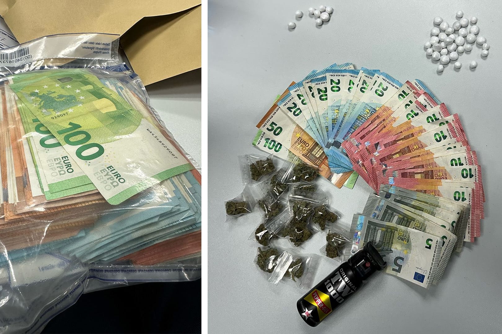 Die Polizei Essen hat einen mutmaßlichen Drogenhändler festgenommen: Bei ihm wurde unter anderem Bargeld, Cannabis und Kokain gefunden.