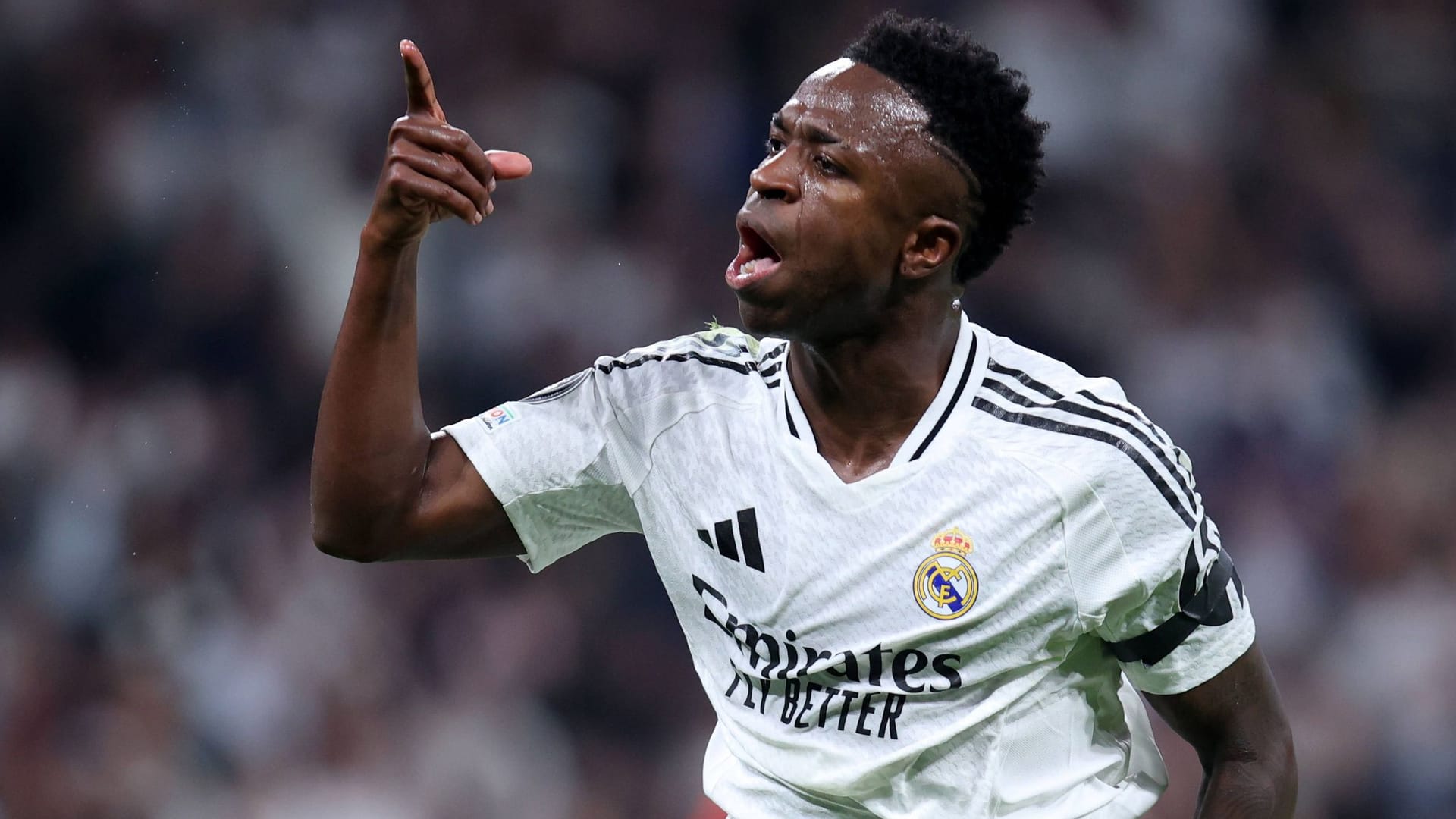 Vinícius Júnior beim Torjubel für Real Madrid: Der Brasilianer ist Weltfußballer 2024.