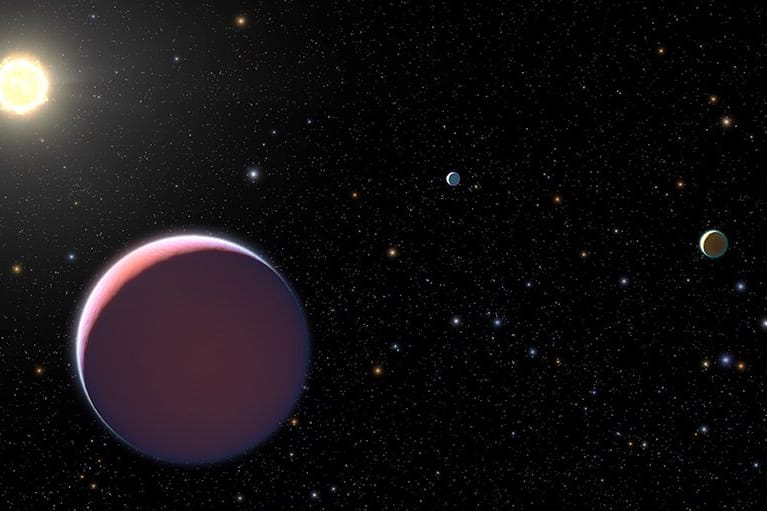 Ein "Zuckerwatte"-Planet: Die Illustration zeigt, wie ein solcher Planet um den sonnenähnlichen Stern Kepler-51 kreist.