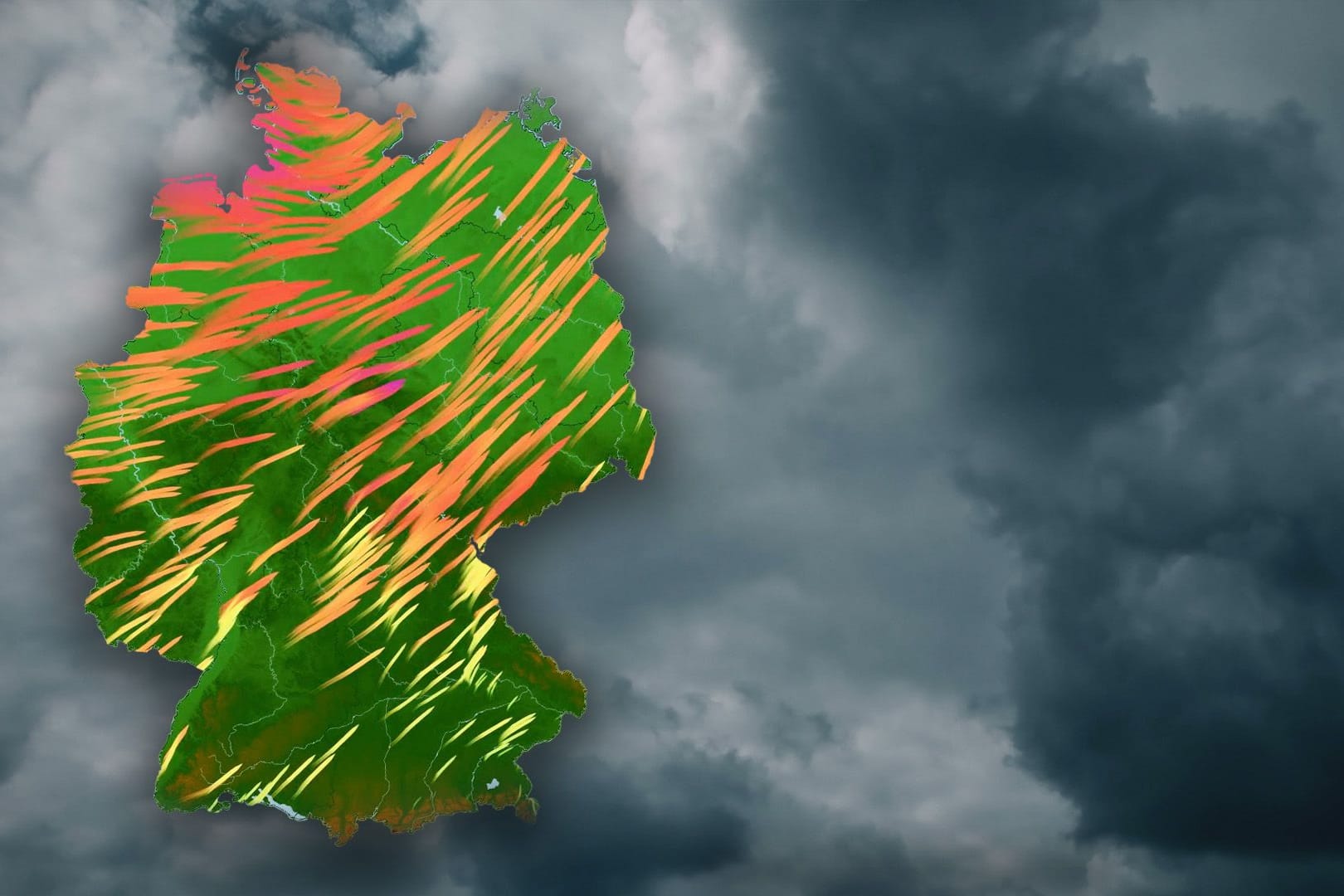 Wetterkarten zeigen, in welchen Regionen mit starkem Sturm zu rechnen ist.