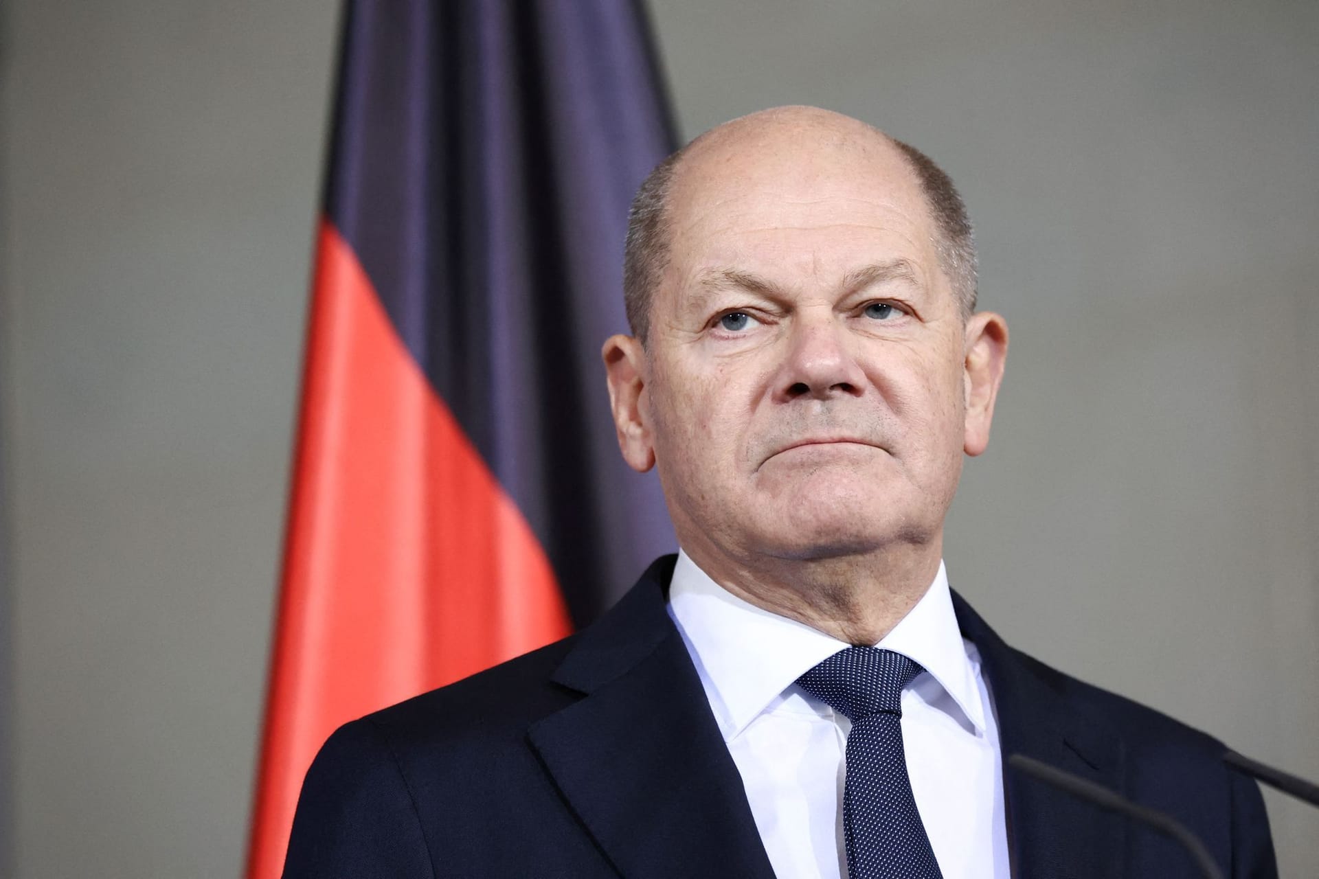 German Chancellor Scholz talks to reporters after confidence vote request submitted in Berlin