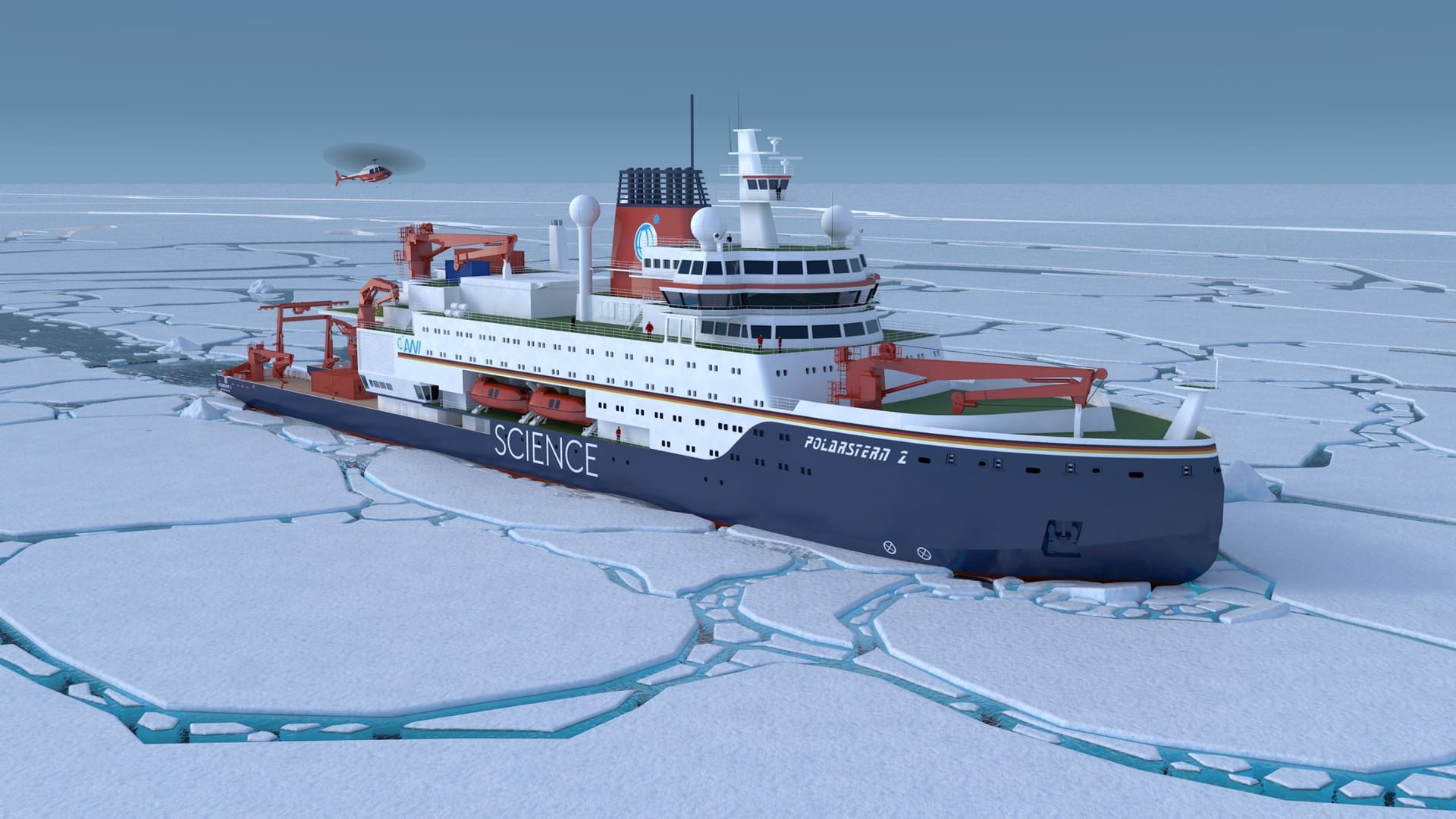 3D-Ansicht des geplanten Neubaus des Forschungsschiffs "Polarstern II": Mehr als eine Milliarde Euro soll das Schiff kosten.