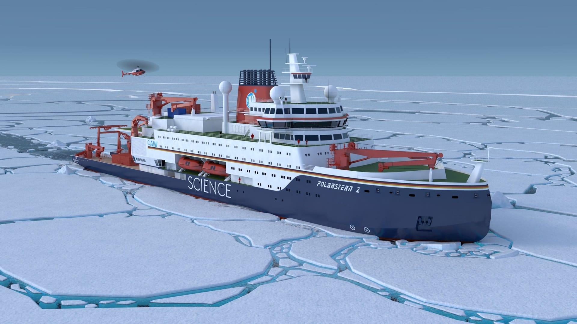 3D-Ansicht des geplanten Neubaus des Forschungsschiffs "Polarstern II": Mehr als eine Milliarde Euro soll das Schiff kosten.