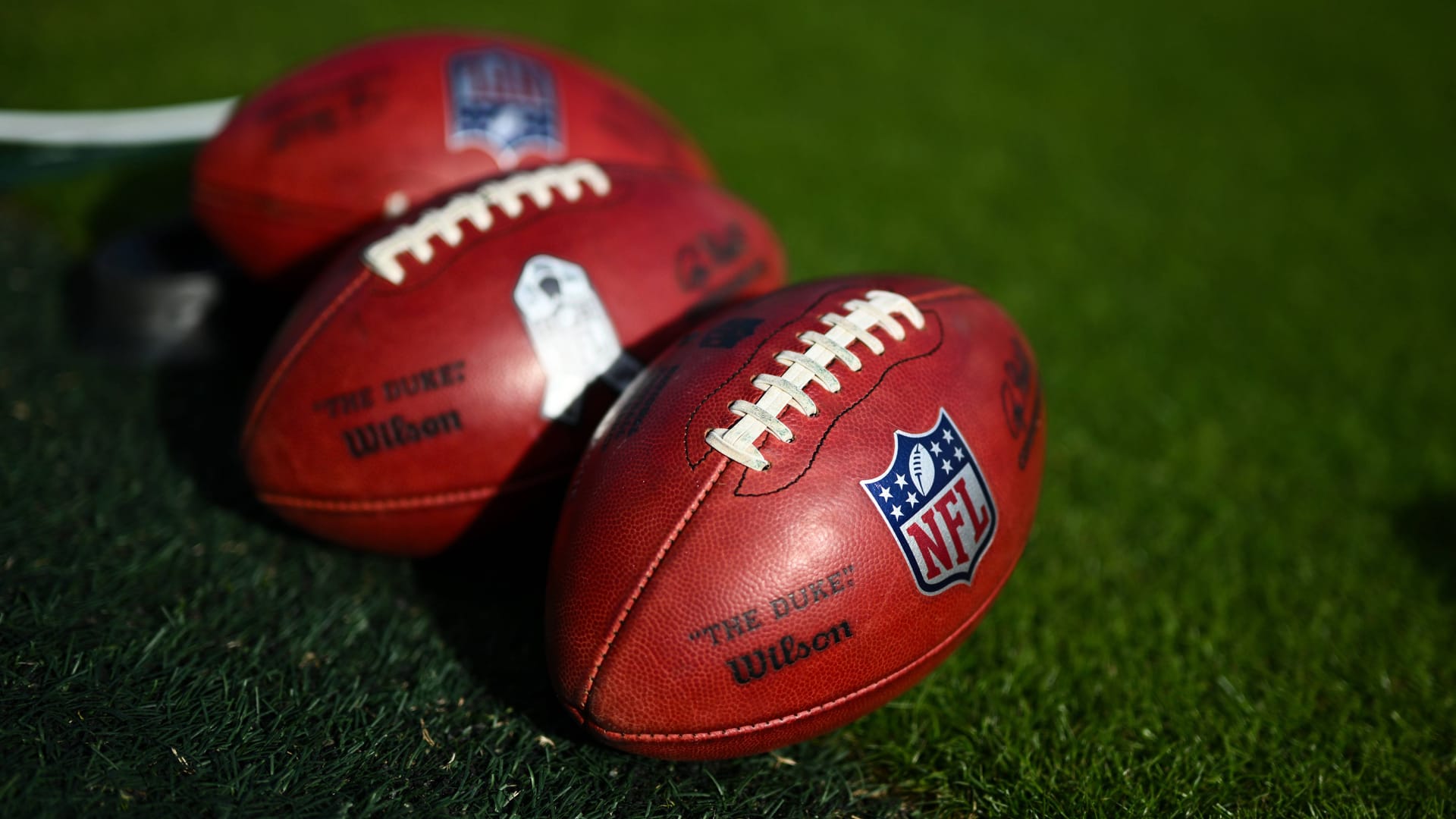 PHILADELPHIA, PA - DECEMBER 08: A view of NFL, American Football Herren, USA game balls during the game between the Carolina Panthers and Philadelphia Eagles on December 08, 2024 at Lincoln Financial Field in Philadelphia, PA.