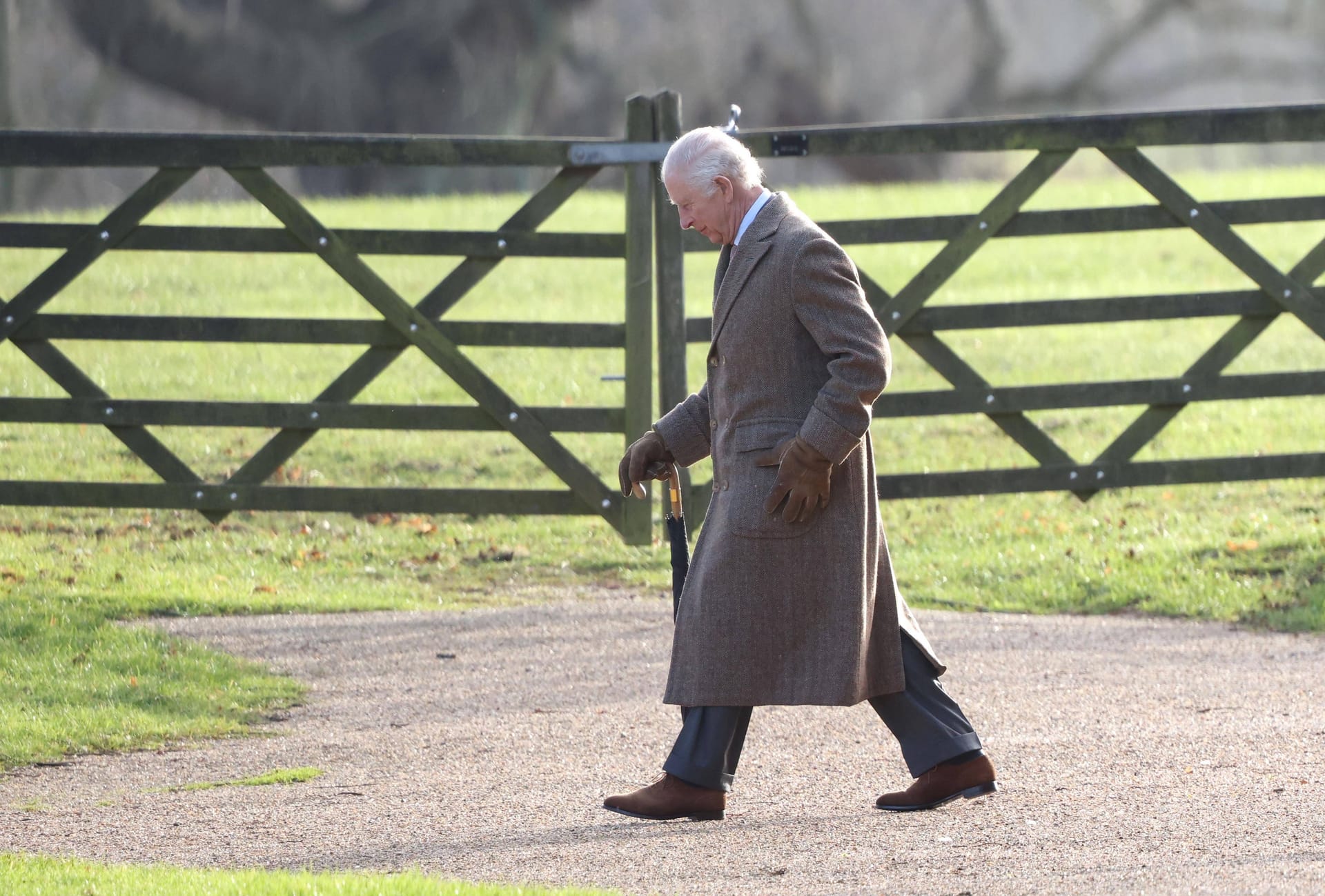 König Charles III. am 21. Dezember 2024 ohne Camilla