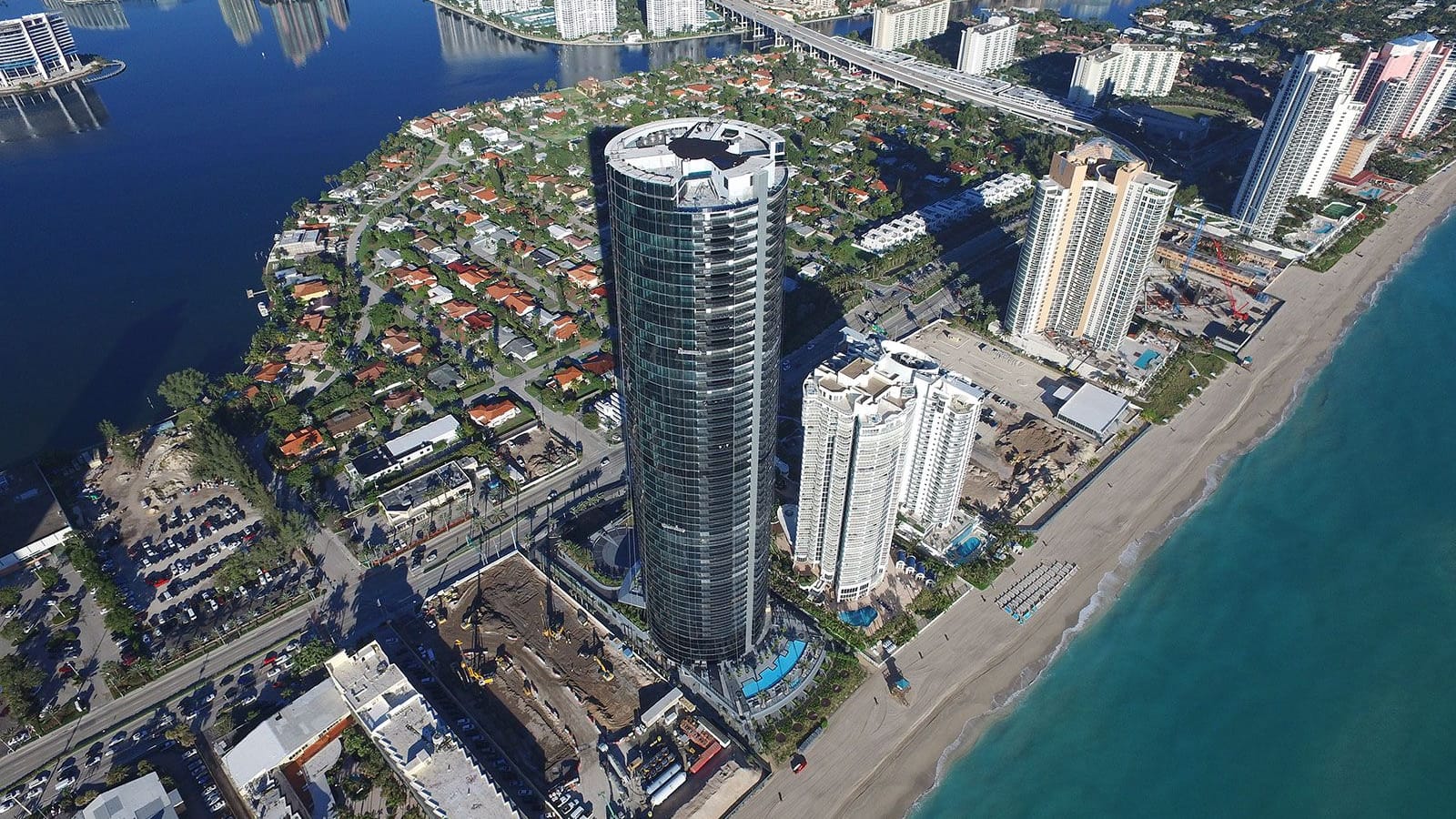 Die Skyline von Miami mit dem Porsche Design Tower: Einige der Hochhäuser könnten gefährdet sein.