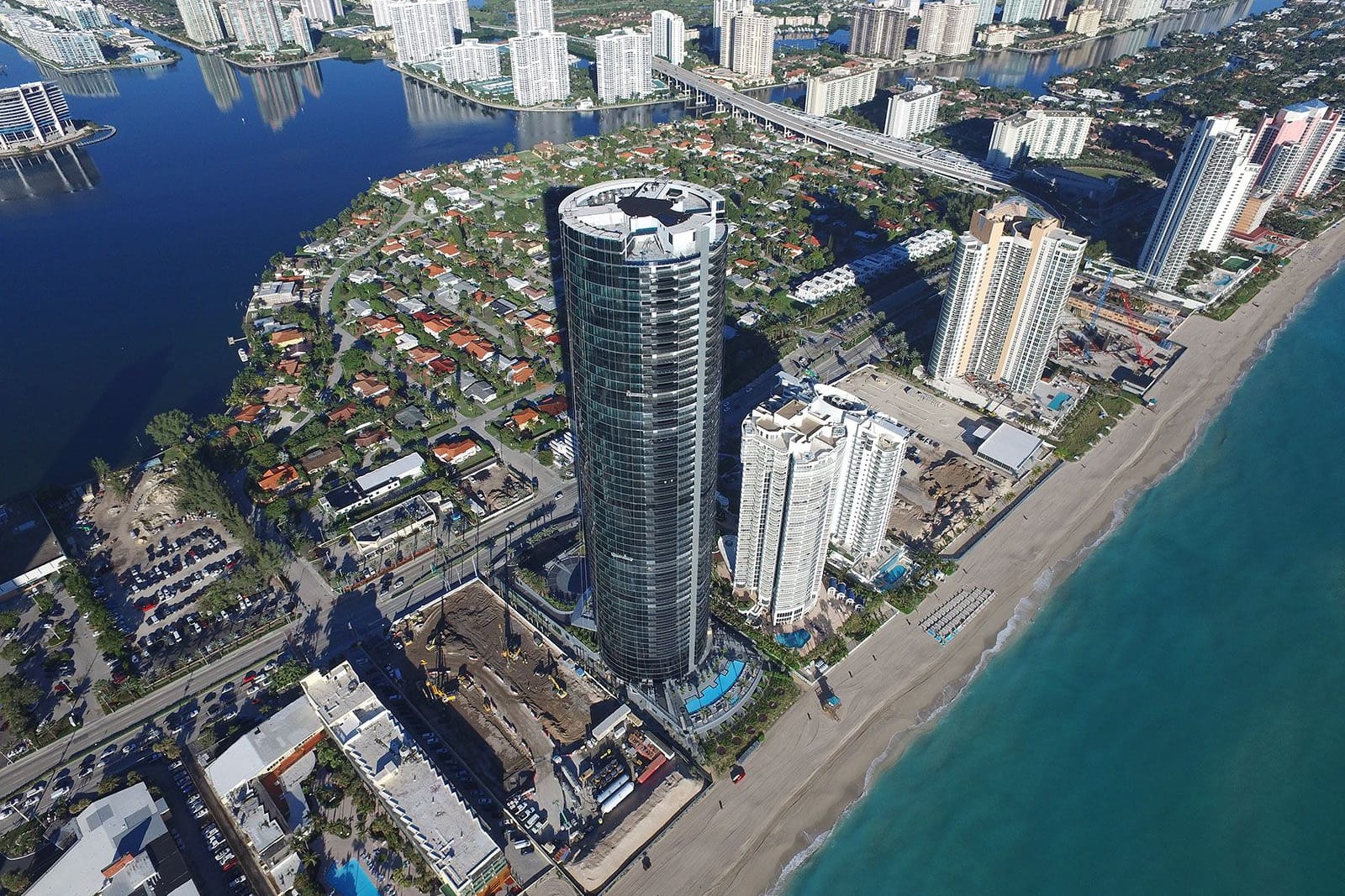 Die Skyline von Miami mit dem Porsche Design Tower: Einige der Hochhäuser könnten gefährdet sein.