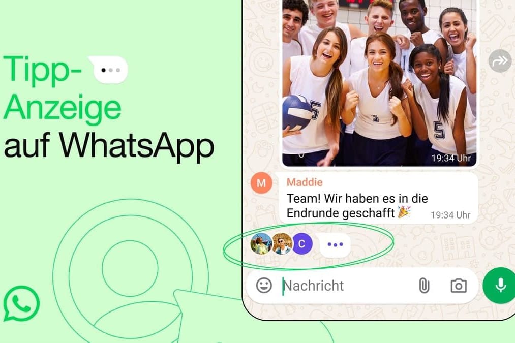 Neuerung bei WhatsApp: Über dem Texteingabefeld zeigt der Messenger jetzt an, wenn ein Gesprächspartner eine Nachricht schreibt.