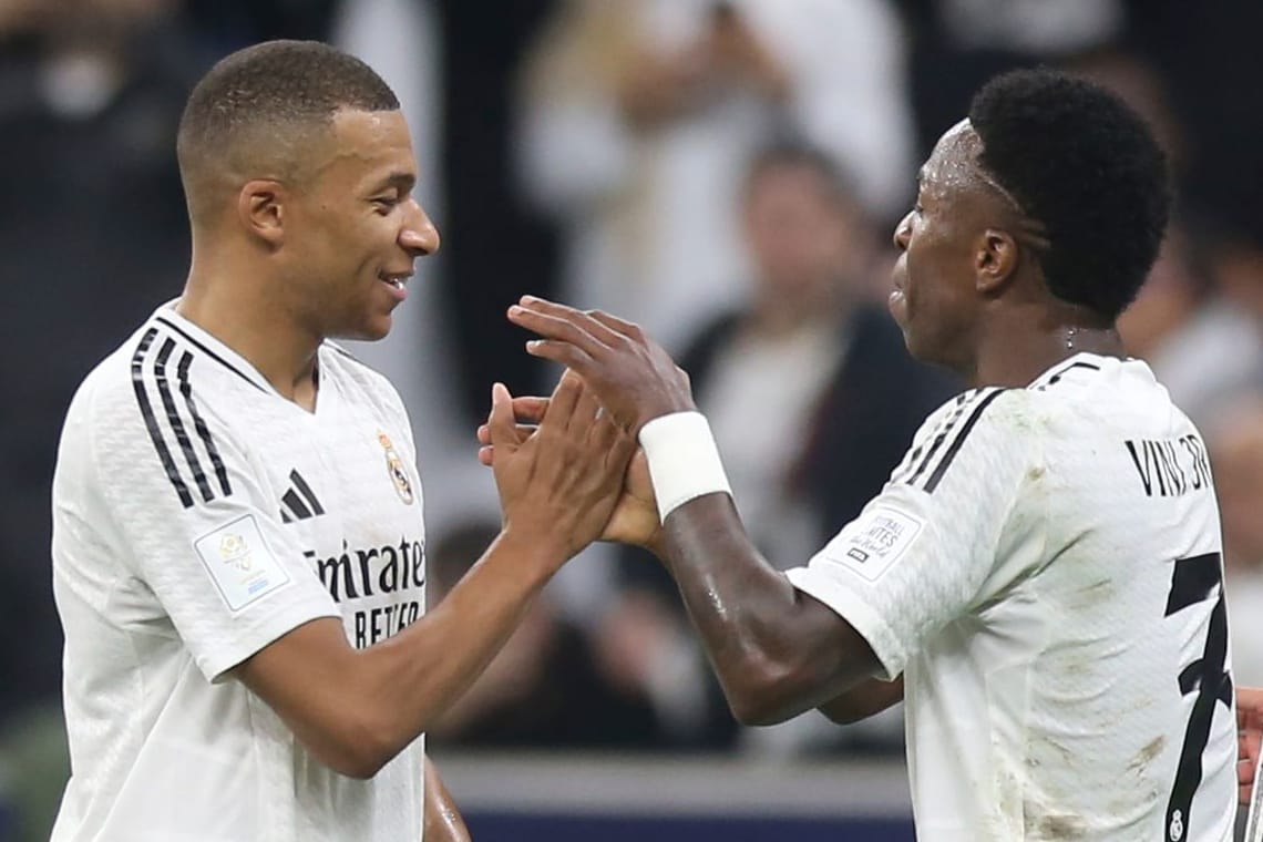 Kylian Mbappé, Vinicius junior und Jude Bellingham: Die drei Real-Stars waren alle am Treffer zum 1:0 beteiligt.