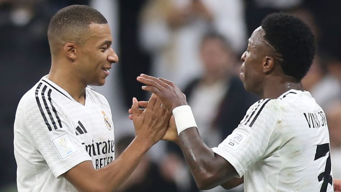 Kylian Mbappé, Vinicius junior und Jude Bellingham: Die drei Real-Stars waren alle am Treffer zum 1:0 beteiligt.