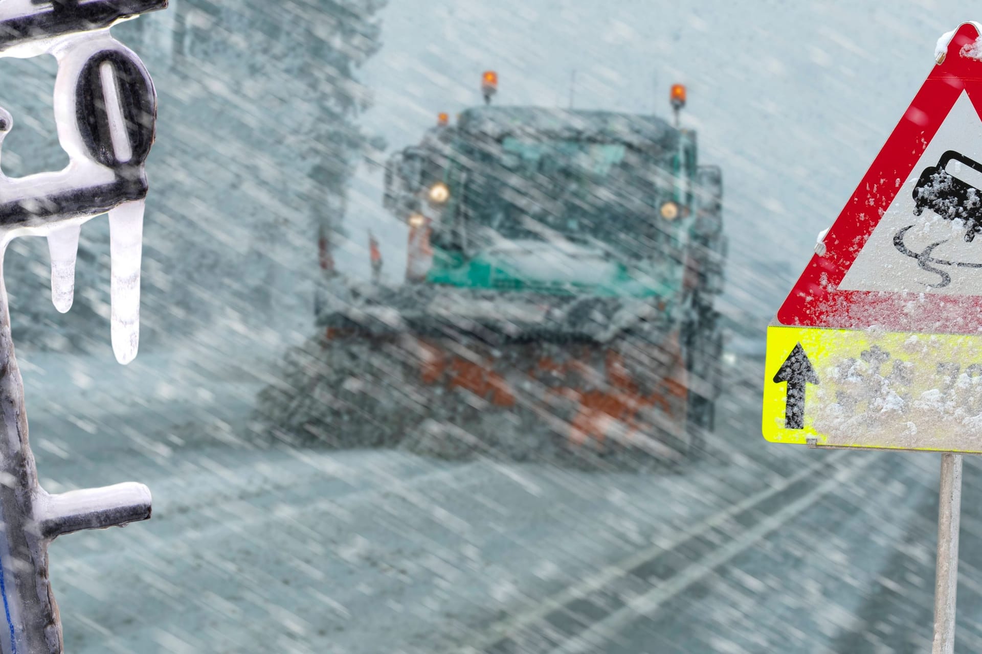 Wintereinbruch mit Schnee und ein Thermometer: Silvester könnte in München frostig werden. Dazu drohen Nebel und Glätte.